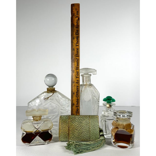 Vintage French Perfume Bottle Collection: Art Deco Glass For Sale - Image 9 of 10