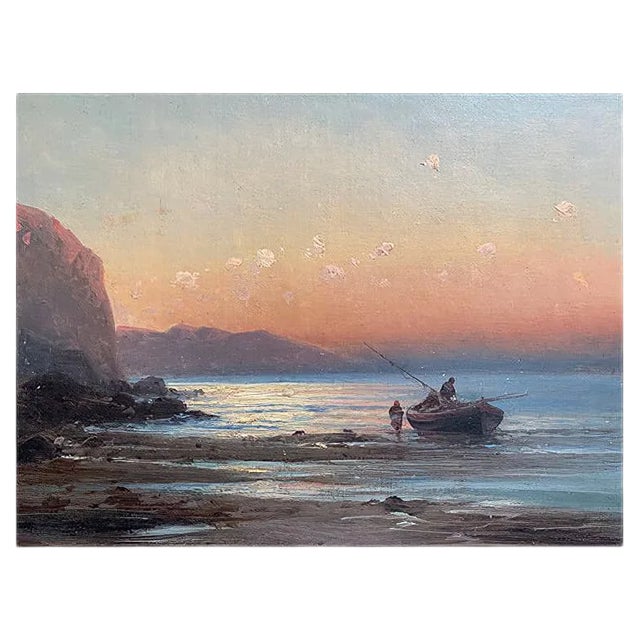 Eugenio Amus, Marina, Oil on Canvas For Sale