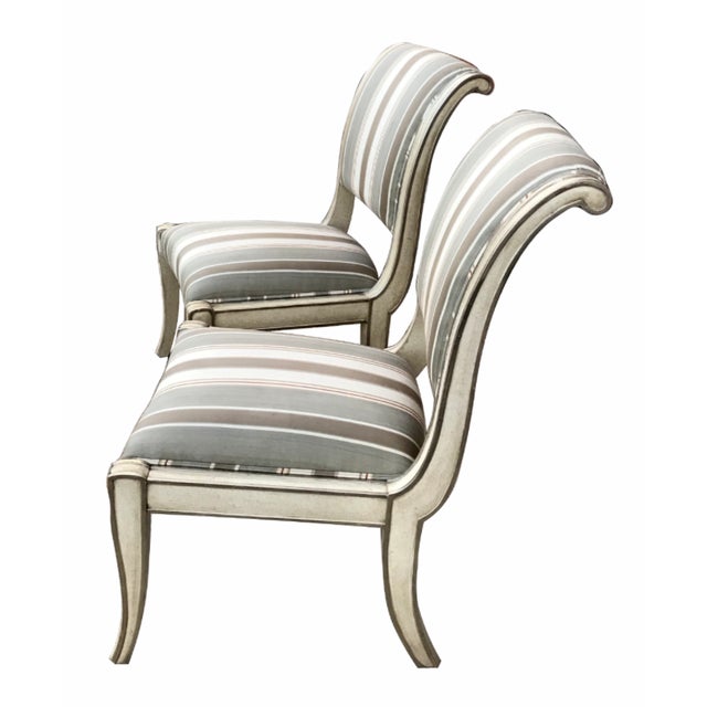 Marge Carson Custom Luxury Upholstered Side Dining Chairs With Silver