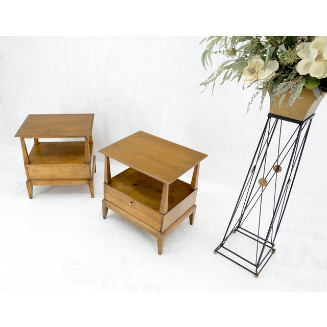 Pair Heywood Wakefield Mid-Century Modern One Drawer Nightstands End Tables Mint For Sale - Image 10 of 17