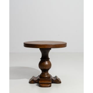 Oak Pedestal Coffee Table in Original Patina, Antique, Belgium, Circa 1970 For Sale