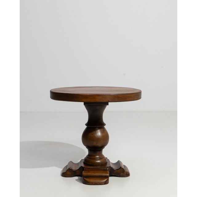 Oak Pedestal Coffee Table in Original Patina, Antique, Belgium, Circa 1970 For Sale