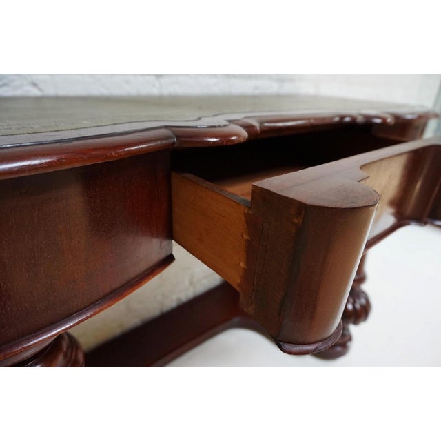 Mahogany Console Table with Leather Inlay Top and Drawer, 1870s For Sale - Image 4 of 16