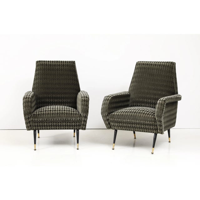Dark Gray 1950's Mid-Century Modern Italian Lounge Chairs With Donghia Mohair Upholstery - a Pair For Sale - Image 8 of 11