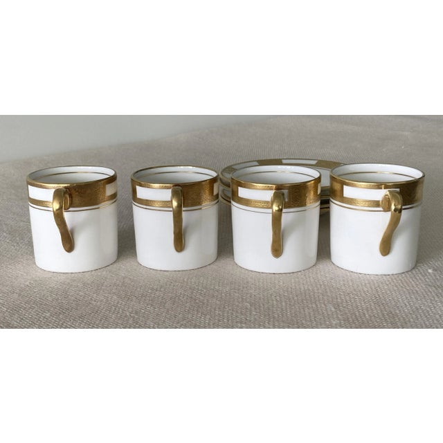 Art Deco Vintage Aynsley Empress Gold Embossed Trim Demitasse Cup & Saucer Set, England- 8 Pieces For Sale - Image 3 of 10
