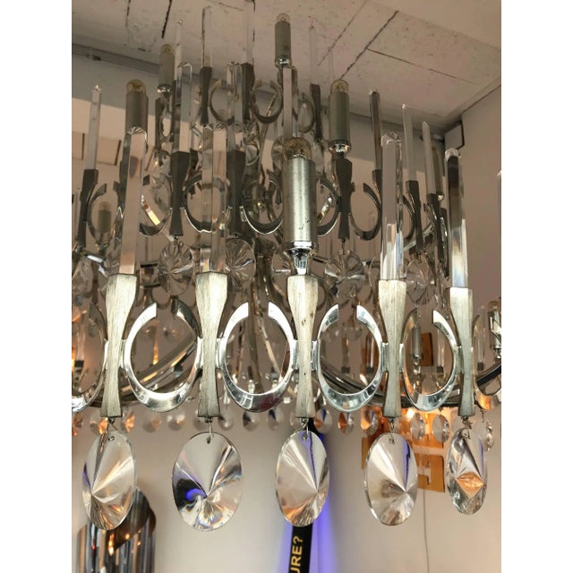 Silver 2 Chandeliers Ovali by Sciolari, Italy, 1970s For Sale - Image 8 of 12