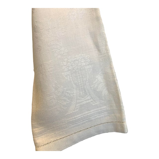 Early 20th Century 10 Antique Damask Art Nouveau Art Deco Dinner Napkins For Sale