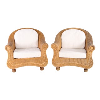 Vintage Wicker Armchairs, 1970s, Set of 2 For Sale