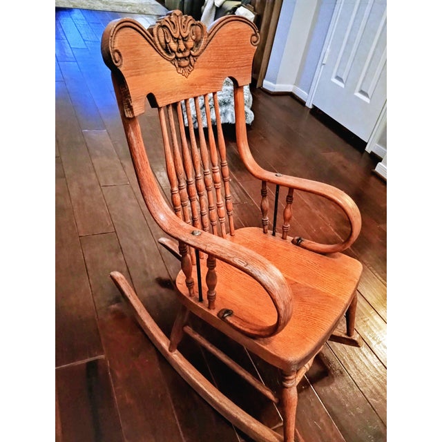 Antique Child's Oak Rocker For Sale In Houston - Image 6 of 16