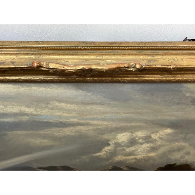 Antique Victorian Oil Painting — Snowdon, Wales — Charles Leslie (Signed & Dated 1878) Title: A Summer Shower Passing Over the Snowdon Range For Sale - Image 13 of 15