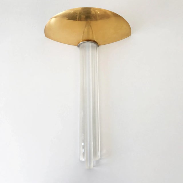 Gold Brass and Acrylic Glass Wall Lights, 1980s, Set of 3 For Sale - Image 8 of 13