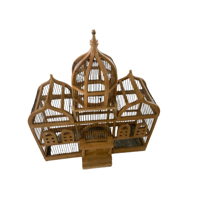 Mid 20th Century Vintage Taj Mahal Style Wooden Bird Cage Dome Top Brighton Pavillion Bird Cage For Sale - Image 5 of 8