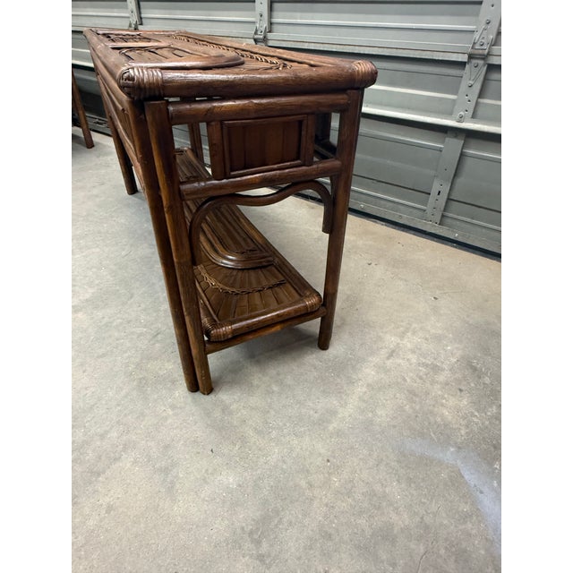 1970s Split Bamboo Rising Sun Console Table For Sale - Image 12 of 12
