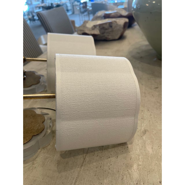 Pair of Lucite & Brass Flower Wall Sconces For Sale - Image 10 of 10