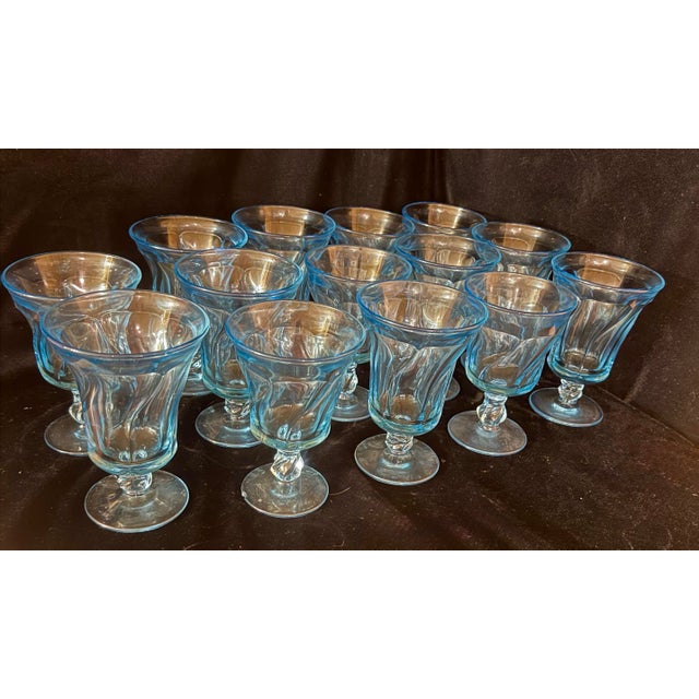 1950s Fostoria Jamestown Blue Goblets - 14 pcs For Sale - Image 11 of 12