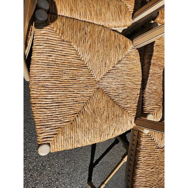 Vintage French Wheat-Sheaf Dining Chairs With Rush Seats - Set of 10 For Sale - Image 10 of 18