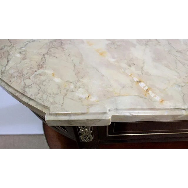 Brown Large 18th Century Louis XVI Style Mahogany and Marble Console Table For Sale - Image 8 of 18