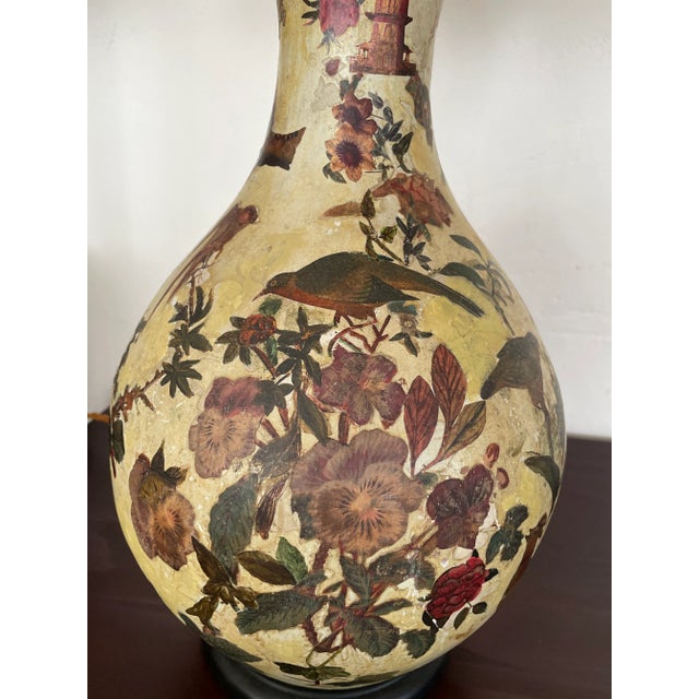 Vintage Chinoiserie Style Decoupage Table Lamp For Sale - Image 11 of 12