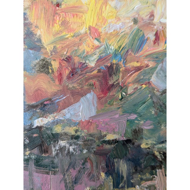 Early 21st Century Original Abstract Expressionist "Sunrise" Oil Painting in Ornate Gold Frame For Sale - Image 5 of 9