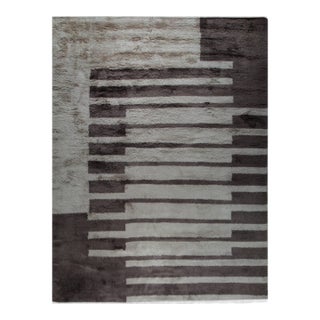 9x12 Nadia Mira Brown Geometric Modern Hand Knotted Wool Carpet Rug For Sale