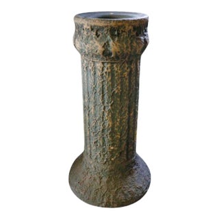 Plant Pedestal - Green and Tan Ceramic For Sale