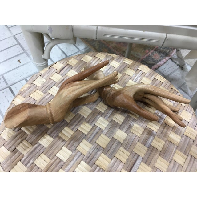 Brown 1960s Mid-Century Wooden Hands - a Pair For Sale - Image 8 of 9