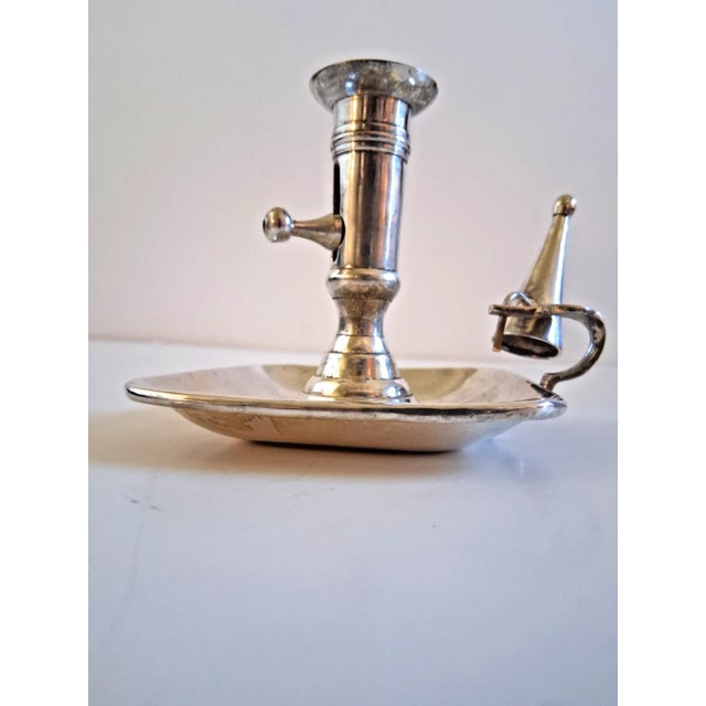 Mid-Century Modern 'Sweet England' Silverplated Mechanical Chamberstick & Snuffer For Sale - Image 3 of 7