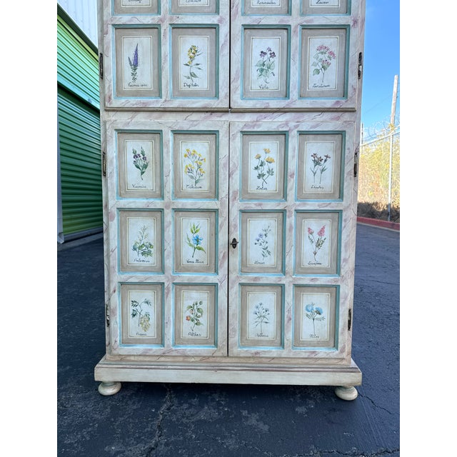 Late 20th-Century Hand-Painted Botanical Cabinet For Sale - Image 16 of 17