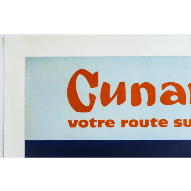 1950 British Ship Poster, "Cunard" (Linen-Backed) For Sale - Image 6 of 6