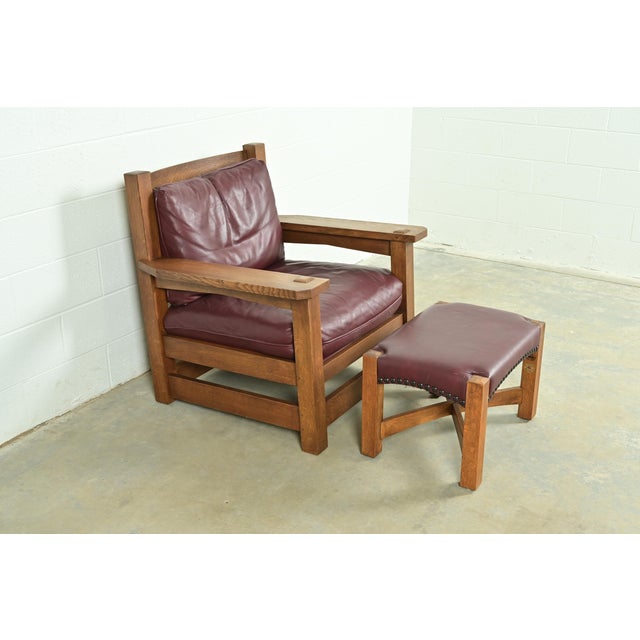 Mission Stickley Mission Oak Arts & Crafts Eastwood Lounge Chair With Ottoman For Sale - Image 3 of 16