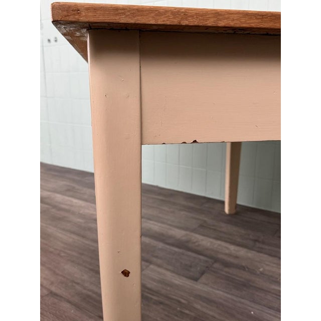 Cream Vintage Italian Enamelled Fir Dining Table, 1950s For Sale - Image 8 of 17