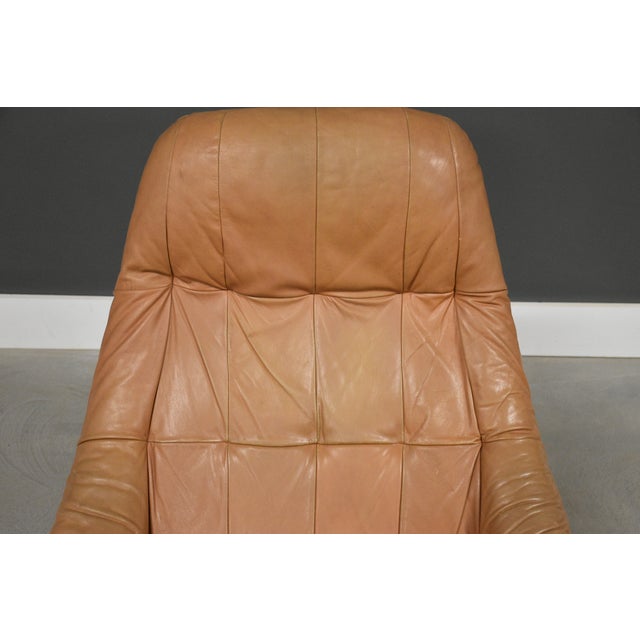 Percival Lafer 1970s Percival Lafer Leather and Chrome Earth Lounge Chair and Ottoman For Sale - Image 4 of 9