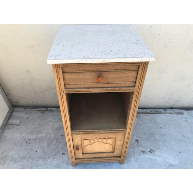 Art Deco Oak Bedside Table with a Marble Top, 1920s For Sale - Image 9 of 10
