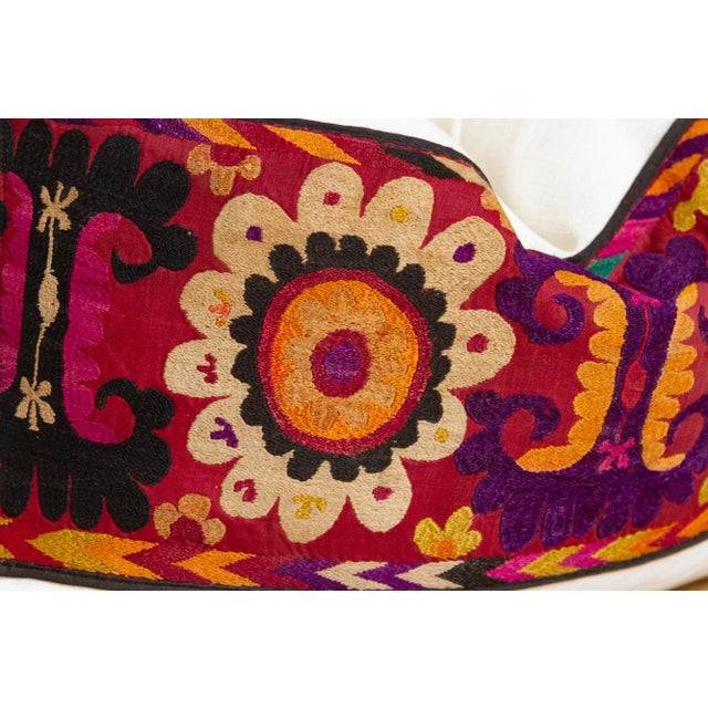Jouri Antique Uzbek Suzani Linen Pillow For Sale - Image 4 of 7