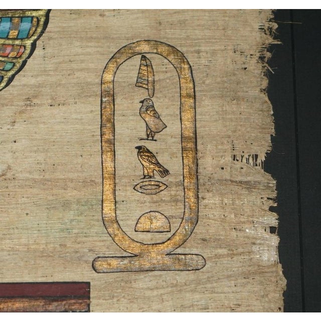 Wood Large Egyptian Hand-Painted Papyrus of Winged Goddess Isis For Sale - Image 7 of 14