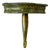 Mid-Century Florentine-Style Artisan-Made Painted Green Wood & Brass Demilune Wall Console Shelf With Stylized Fish Bracket For Sale