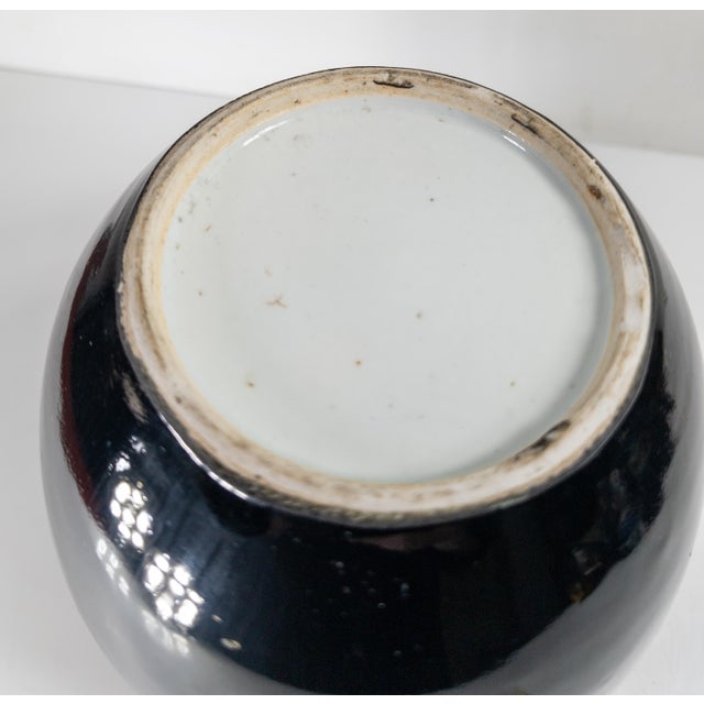19th Century Chinese Chinoiserie Mirror Black Ginger Jar With Cover For Sale - Image 18 of 18