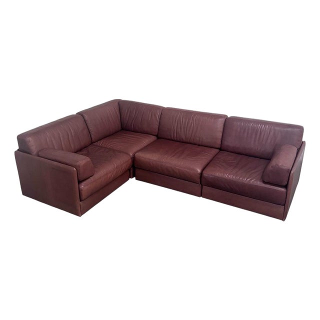 Vintage Modular Sofa in Brown Leather from de Sede, 1970s, Set of 4 For Sale