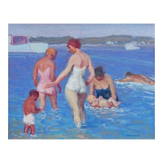 Impressionist Painting Beach Scene by George Renouard (American 1885-1954) For Sale