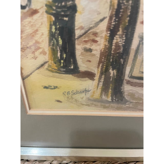 American Rockwell B. Schaefer Framed Watercolor For Sale - Image 3 of 7