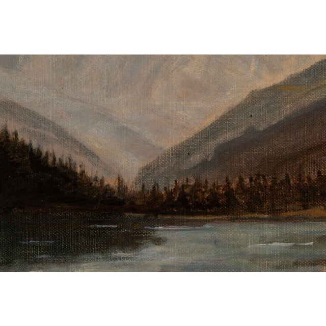 Louis Gianoli, Mountain Lake with Snow-Capped Peak, 1890s-1910s, Oil on Board For Sale - Image 4 of 15