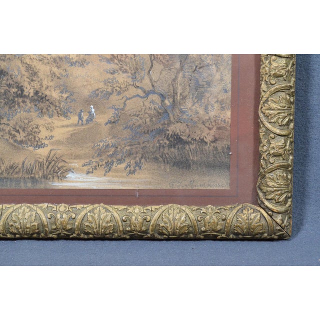 Attributed to Franz Joseph Manskirch (1768–1830) Romantic Charcoal and Pencil Drawing — Couple in a Woodland, 19th Century For Sale - Image 11 of 12