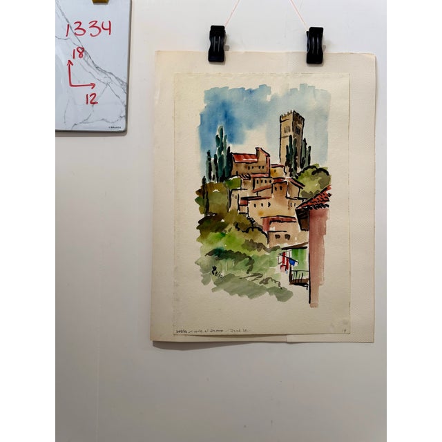 Paper Henry Emil Salloch Original Watercolor on Paper Parga, Vista El Duomo. 1970. For Sale - Image 7 of 7