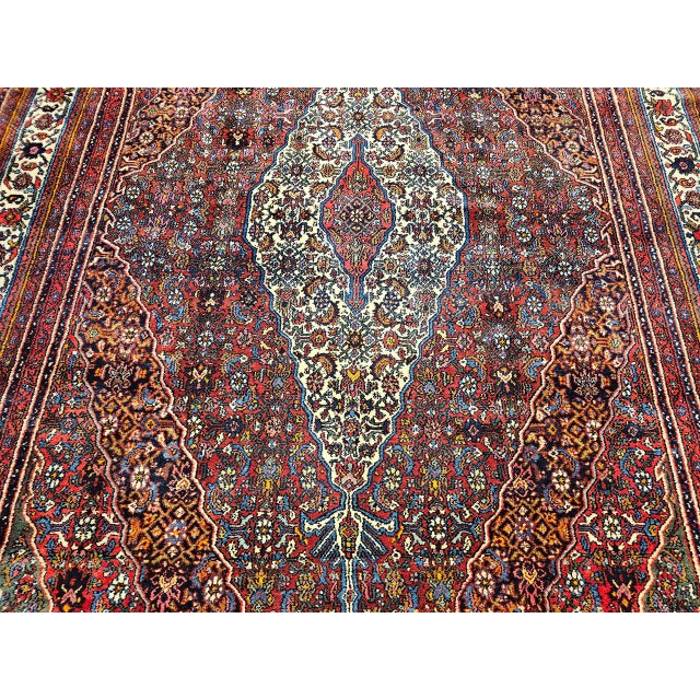Vintage Persian Bibikabad Rug, Hand-Knotted Wool, Geometric Pattern, Rust Red & Blue, 9x13 For Sale - Image 12 of 18