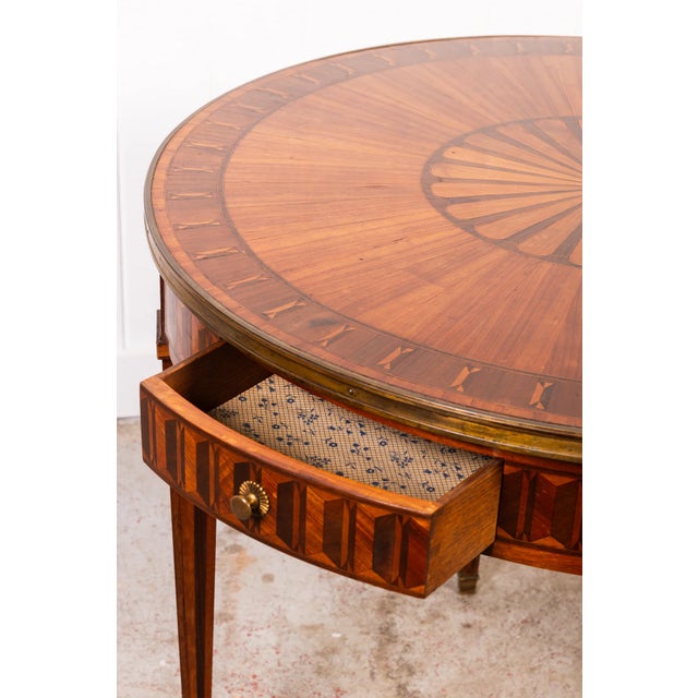 French 19th Century French Circular Inlaid Centre/Side Table With Side Sliders For Sale - Image 3 of 9