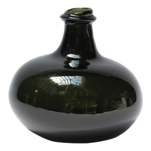 Vintage Bulbous-Form Blown Green Glass "Onion" Bottle
