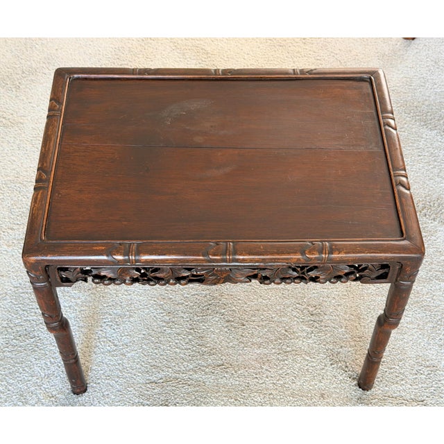 Small Chinese Hardwood Table With Hand Carved Apron. For Sale - Image 11 of 14