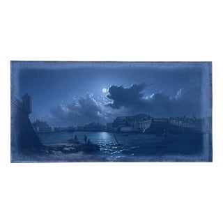 Girolamo Gianni, Valletta at Night in Malta, Gouache on Paper For Sale