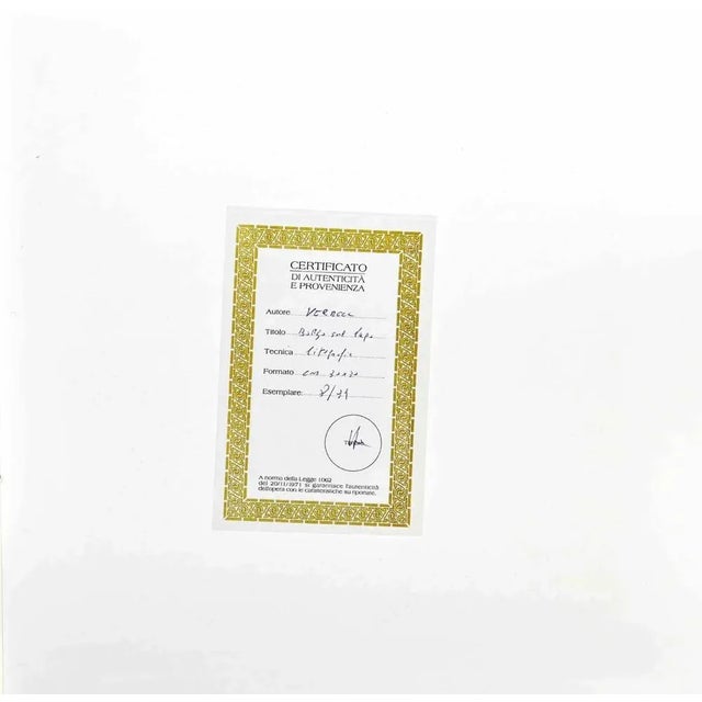 The village on the lake is a lithograph attributed to nicholas verrall (1945) in the late 20th century. Hand-signed on the...