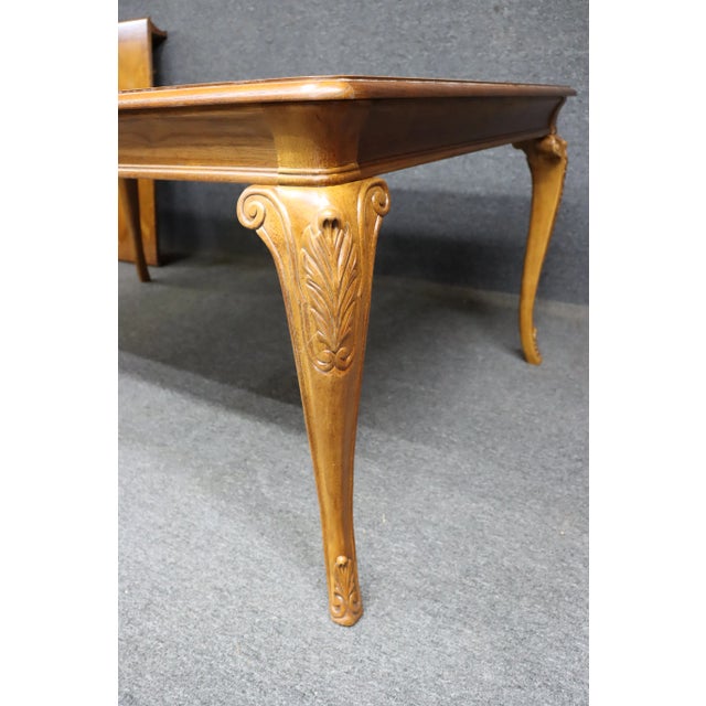 French Thomasville Cherry & Burled Walnut Extension Dining Table For Sale - Image 3 of 10